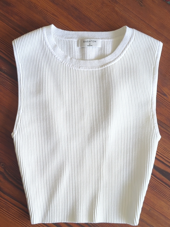 Babaton Tops - Babaton Cream Ribbed Sleeveless Tank Top